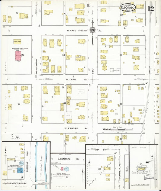 Sanborn Fire Insurance Map from El Dorado, Butler County, Kansas (1917), Sheet #0012 - Historic Sanborn Fire Insurance Map Print, vintage old map wall art, antique decor, genealogy gift, Kansas Kansas map