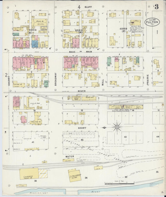 Sanborn Fire Insurance Map from Fulton, Whiteside County, Illinois (1897), Sheet #0003 - Historic Sanborn Fire Insurance Map Print, vintage old map wall art, antique decor, genealogy gift, Illinois Illinois map