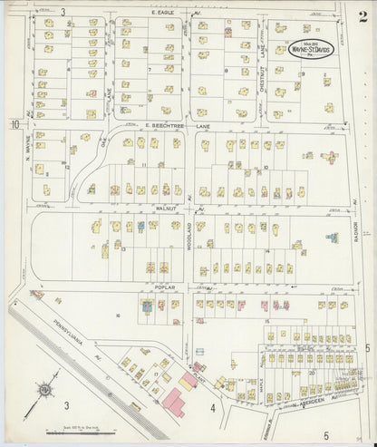 Sanborn Fire Insurance Map from Wayne, Delaware County, Pennsylvania (1914), Sheet #0002 - Complete Map Set gallery image, historic Sanborn map, vintage wall art, Wayne Delaware
