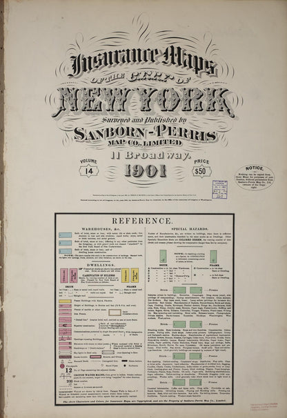 Sanborn Fire Insurance Map from New York, Bronx, Manhattan, New York (1901), Sheet #0001 - Historic Sanborn Fire Insurance Map Print, vintage old map wall art, antique decor, genealogy gift, New York New York map