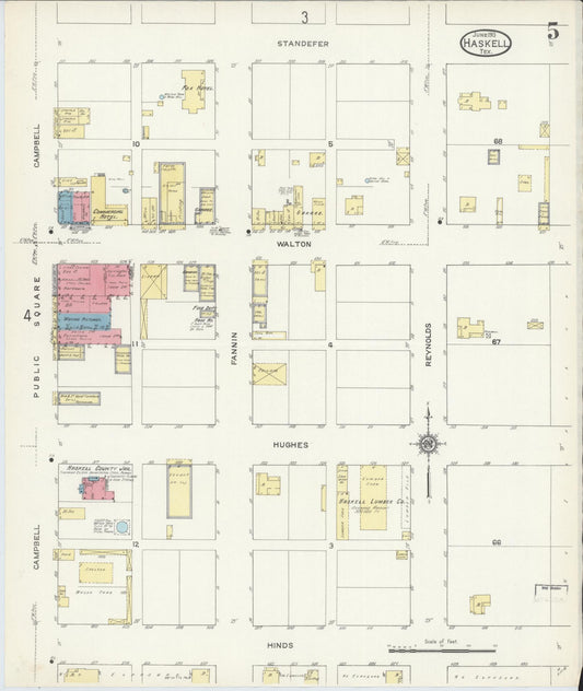 Sanborn Fire Insurance Map from Haskell, Haskell County, Texas (1913), Sheet #0005 - Historic Sanborn Fire Insurance Map Print, vintage old map wall art, antique decor, genealogy gift, Texas Texas map