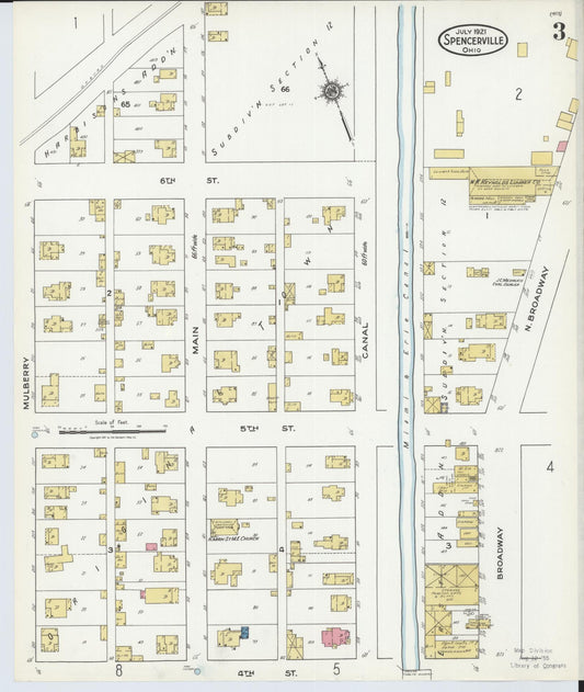 Sanborn Fire Insurance Map from Spencerville, Allen County, Ohio (1921), Sheet #0003 - Historic Sanborn Fire Insurance Map Print, vintage old map wall art, antique decor, genealogy gift, Ohio Ohio map