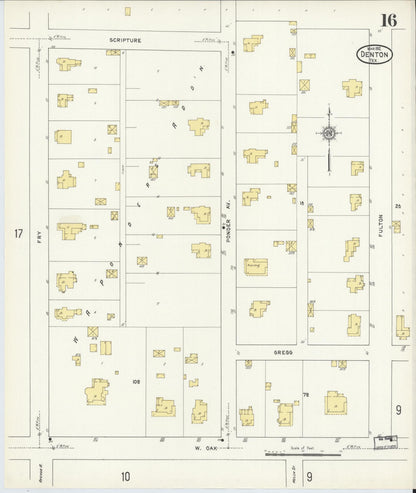 Sanborn Fire Insurance Map from Denton, Denton County, Texas (1912), Sheet #0016 - Complete Map Set gallery image, historic Sanborn map, vintage wall art, Texas Texas