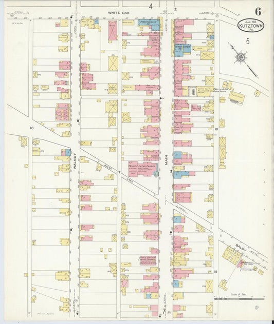 Sanborn Fire Insurance Map from Kutztown, Berks County, Pennsylvania (1913), Sheet #0006 - Historic Sanborn Fire Insurance Map Print, vintage old map wall art, antique decor, genealogy gift, Pennsylvania Pennsylvania map