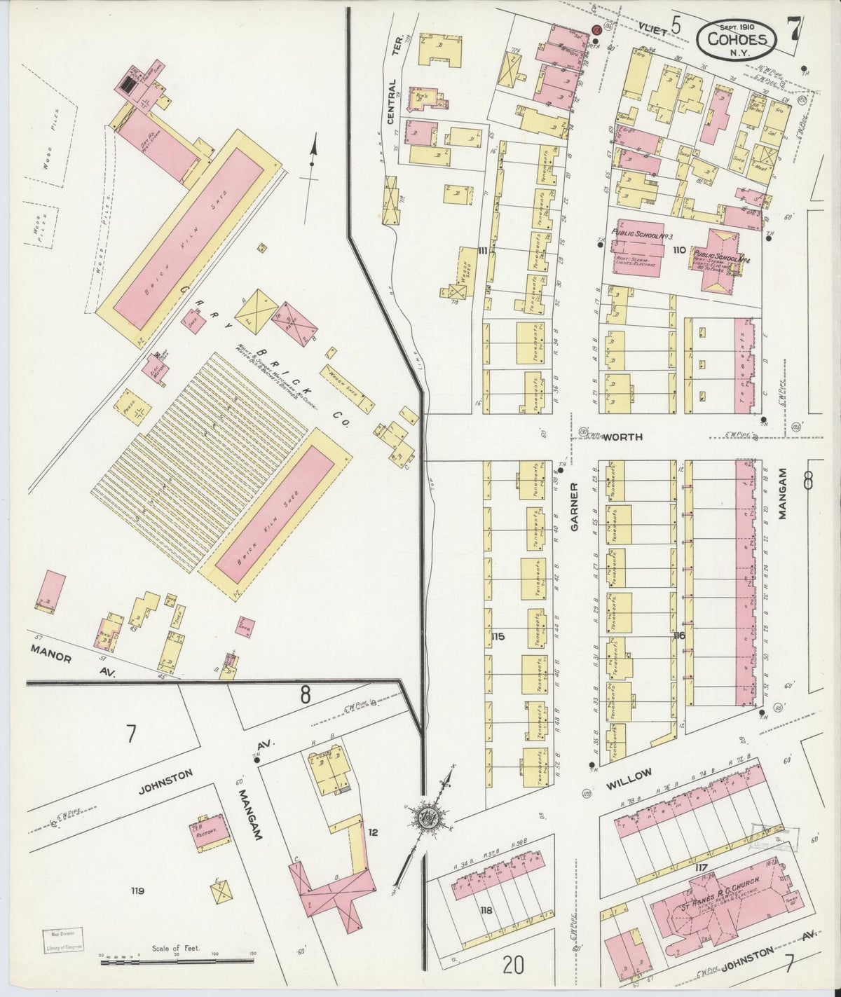 Sanborn Fire Insurance Map from Cohoes, Albany County, New York (1910), Sheet #0007 - Complete Map Set gallery image, historic Sanborn map, vintage wall art, New York New York