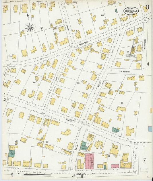Sanborn Fire Insurance Map from Rockville, Tolland County, Connecticut (1903), Sheet #0003 - Historic Sanborn Fire Insurance Map Print, vintage old map wall art, antique decor, genealogy gift, Connecticut Connecticut map