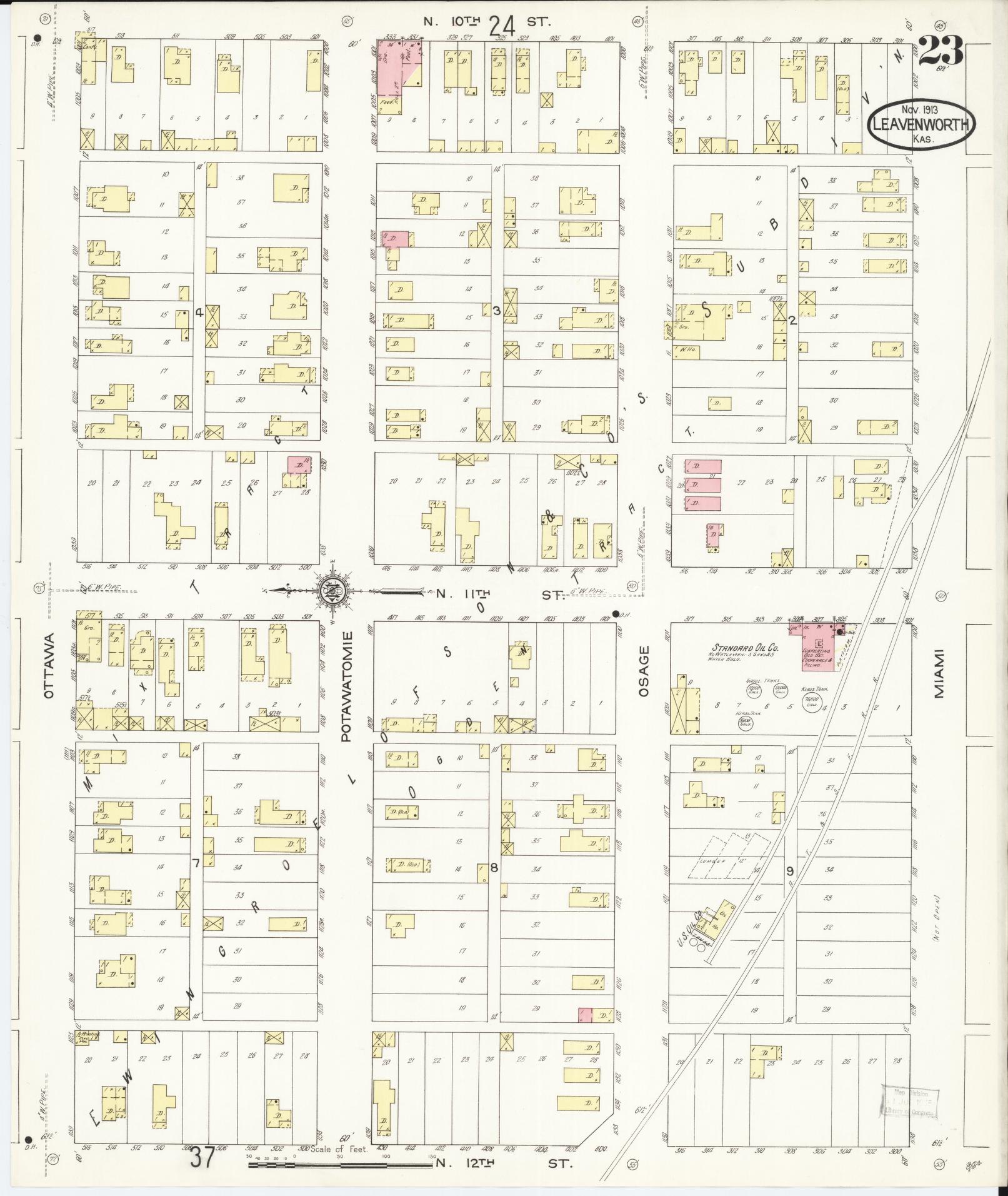 Sanborn Fire Insurance Map from Leavenworth, Leavenworth County, Kansas (1913), Sheet #0024 - Complete Map Set gallery image, historic Sanborn map, vintage wall art, Kansas Kansas