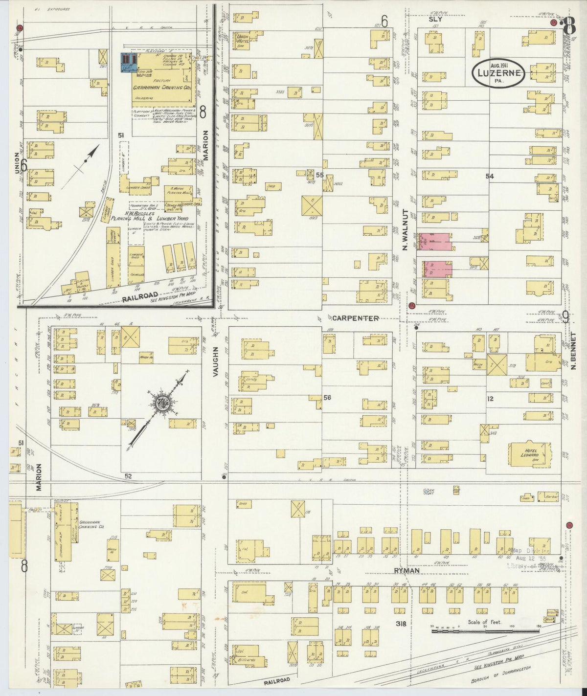 Sanborn Fire Insurance Map from Luzerne, Luzerne County, Pennsylvania (1911), Sheet #0008 - Complete Map Set gallery image, historic Sanborn map, vintage wall art, Pennsylvania Pennsylvania