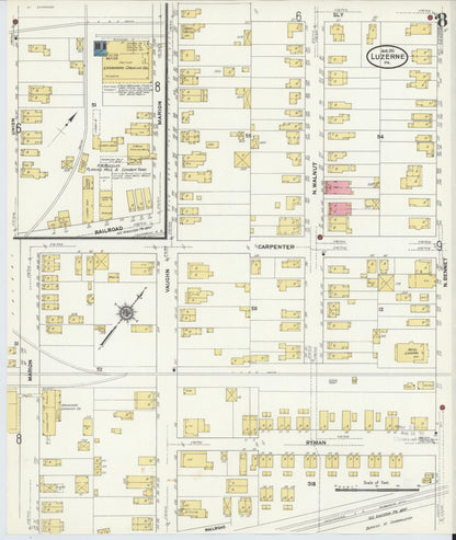 Sanborn Fire Insurance Map from Luzerne, Luzerne County, Pennsylvania (1911), Sheet #0008 - Complete Map Set gallery image, historic Sanborn map, vintage wall art, Pennsylvania Pennsylvania