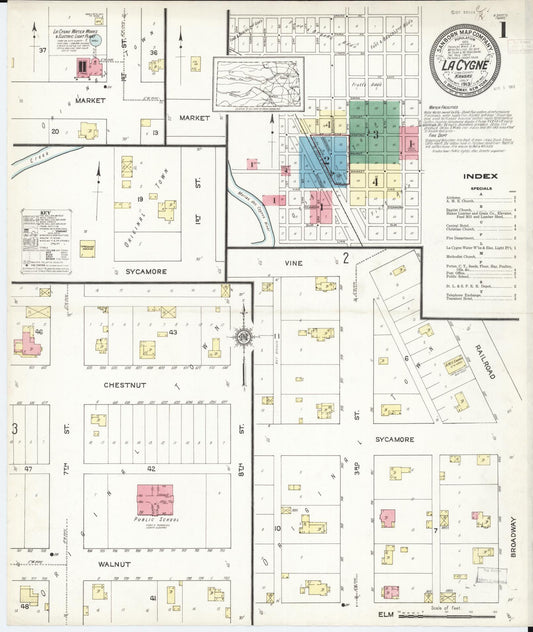 Sanborn Fire Insurance Map from La Cynge, Linn County, Kansas (1913), Sheet #0001 - Historic Sanborn Fire Insurance Map Print, vintage old map wall art, antique decor, genealogy gift, Kansas Kansas map