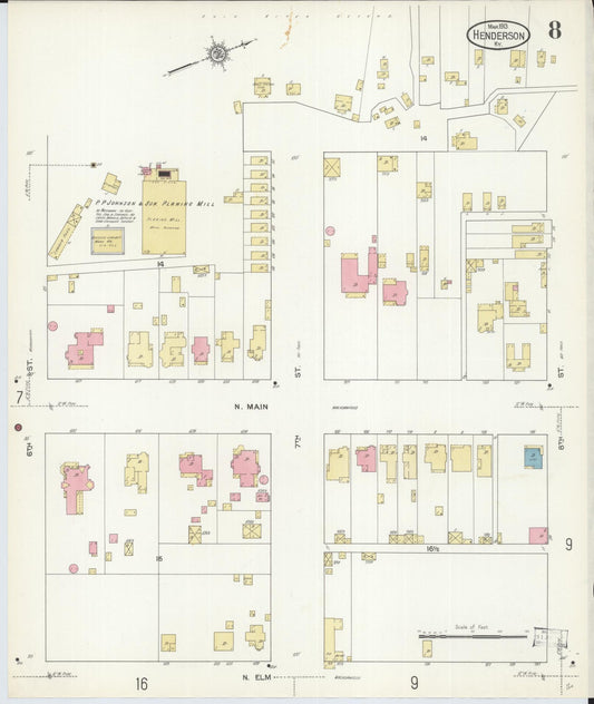 Sanborn Fire Insurance Map from Henderson, Henderson County, Kentucky (1913), Sheet #0008 - Historic Sanborn Fire Insurance Map Print, vintage old map wall art, antique decor, genealogy gift, Kentucky Kentucky map