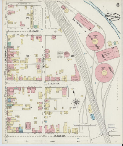 Sanborn Fire Insurance Map from Martinsburg, Berkeley County, West Virginia (1891), Sheet #0006 - Complete Map Set gallery image, historic Sanborn map, vintage wall art, West Virginia West Virginia