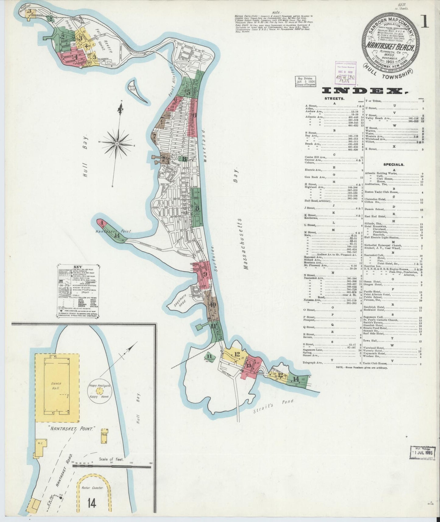 Sanborn Fire Insurance Map from Nantasket Beach, Plymouth County, Massachusetts (1903), Sheet #0001 - Complete Map Set gallery image, historic Sanborn map, vintage wall art, Massachusetts Massachusetts