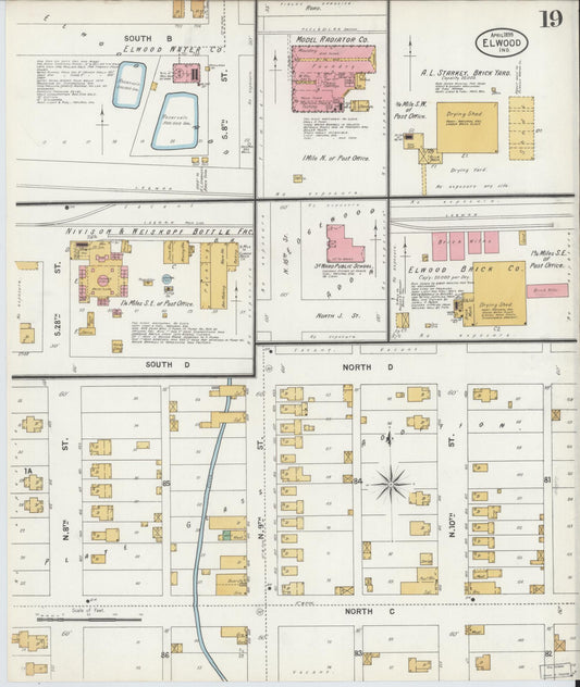 Sanborn Fire Insurance Map from Elwood, Madison County, Indiana (1899), Sheet #0019 - Historic Sanborn Fire Insurance Map Print, vintage old map wall art, antique decor, genealogy gift, Indiana Indiana map