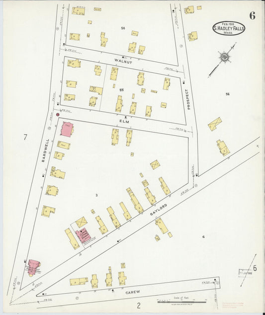 Sanborn Fire Insurance Map from South Hadley Falls, Hampshire County, Massachusetts (1918), Sheet #0006 - Historic Sanborn Fire Insurance Map Print, vintage old map wall art, antique decor, genealogy gift, Massachusetts Massachusetts map