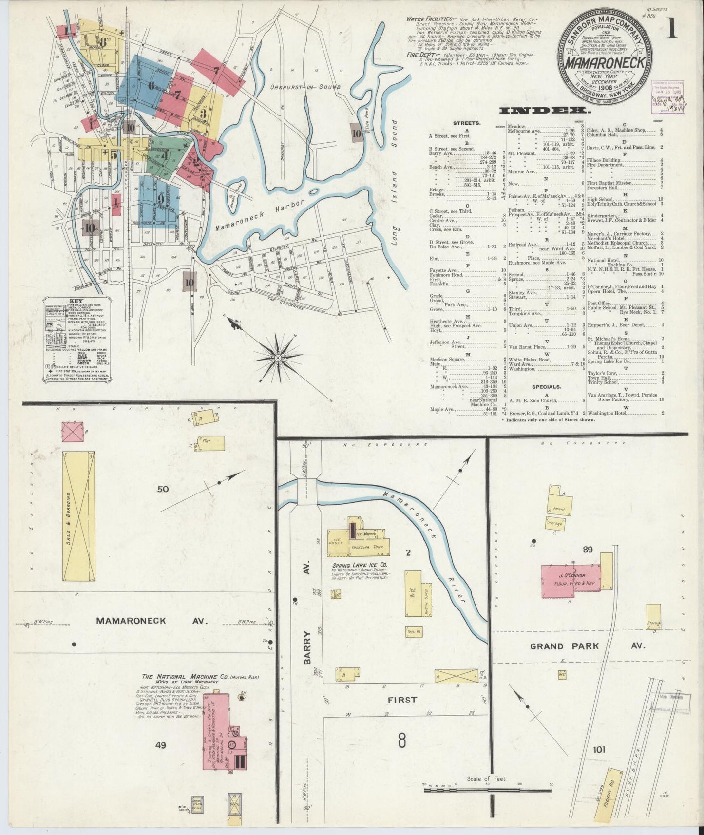 Sanborn Fire Insurance Map from Mamaroneck, Westchester County, New York. (1908) – Historic Sanborn Fire Insurance Map Print