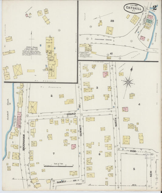 Sanborn Fire Insurance Map from Catskill, Greene County, New York (1889), Sheet #0002 - Historic Sanborn Fire Insurance Map Print, vintage old map wall art, antique decor, genealogy gift, New York New York map