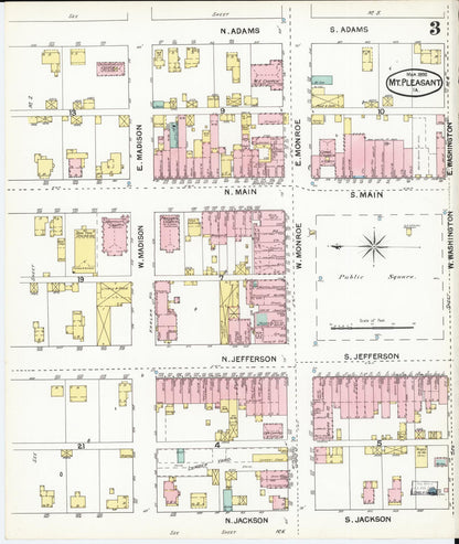 Sanborn Fire Insurance Map from Mount Pleasant, Henry County, Iowa (1892), Sheet #0003 - Historic Sanborn Fire Insurance Map Print