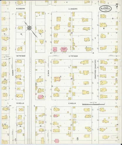 Sanborn Fire Insurance Map from Bushnell, Mcdonough County, Illinois (1912), Sheet #0007 - Complete Map Set gallery image, historic Sanborn map, vintage wall art, Illinois Illinois