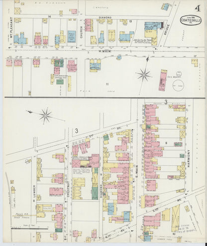 Sanborn Fire Insurance Map from Coatesville, Chester County, Pennsylvania (1896), Sheet #0004 - Complete Map Set gallery image, historic Sanborn map, vintage wall art, Pennsylvania Pennsylvania