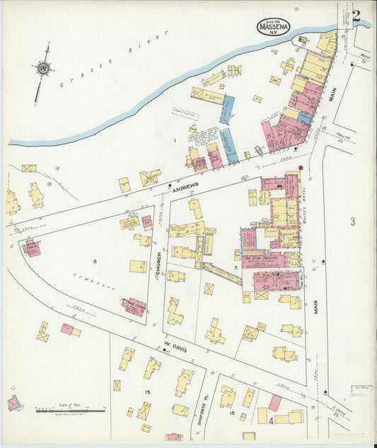 Sanborn Fire Insurance Map from Massena, St. Lawrence County, New York (1918), Sheet #0002 - Complete Map Set gallery image, historic Sanborn map, vintage wall art, New York New York
