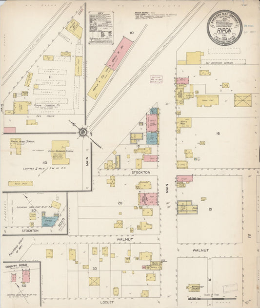 Sanborn Fire Insurance Map from Ripon, San Joaquin County, California. (1914) – Historic Sanborn Fire Insurance Map Print