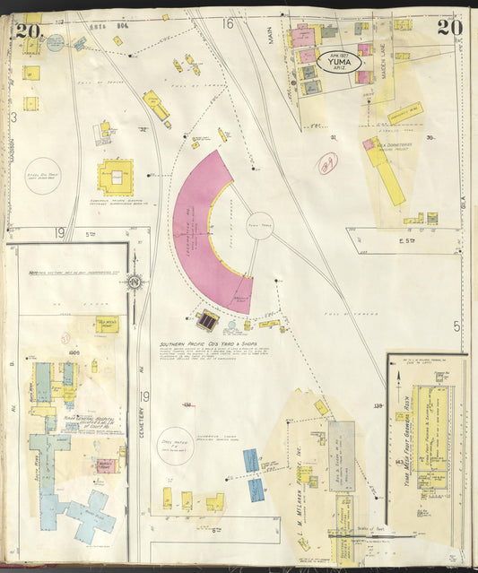 Sanborn Fire Insurance Map from Yuma, Yuma County, Arizona (1948), Sheet #0020 - Historic Sanborn Fire Insurance Map Print, vintage old map wall art, antique decor, genealogy gift, Arizona Arizona map
