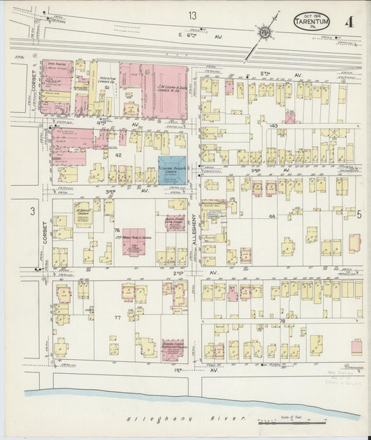 Sanborn Fire Insurance Map from Tarentum, Allegheny County, Pennsylvania (1914), Sheet #0004 - Historic Sanborn Fire Insurance Map Print, vintage old map wall art, antique decor, genealogy gift, Pennsylvania Pennsylvania map