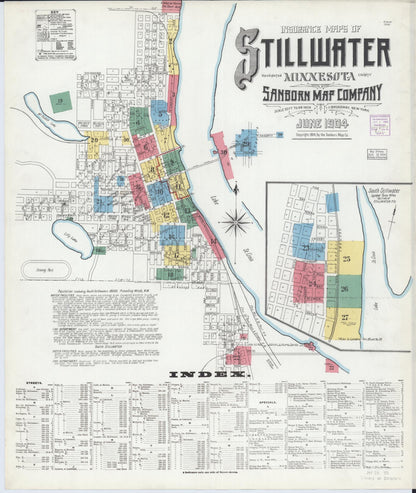 Sanborn Fire Insurance Map from Stillwater, Washington County, Minnesota (1904), Sheet #0001 - Complete Map Set gallery image, historic Sanborn map, vintage wall art, Minnesota Minnesota