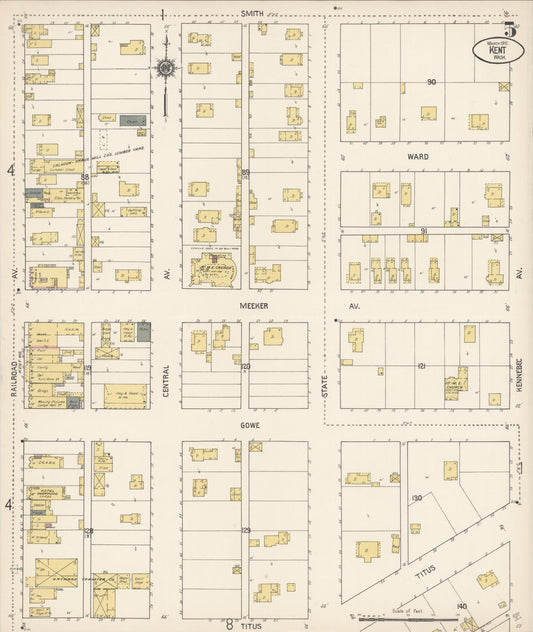 Sanborn Fire Insurance Map from Kent, King County, Washington (1910), Sheet #0005 - Historic Sanborn Fire Insurance Map Print, vintage old map wall art, antique decor, genealogy gift, Washington Washington map