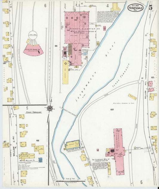 Sanborn Fire Insurance Map from Honesdale, Wayne County, Pennsylvania (1920), Sheet #0005 - Historic Sanborn Fire Insurance Map Print, vintage old map wall art, antique decor, genealogy gift, Pennsylvania Pennsylvania map