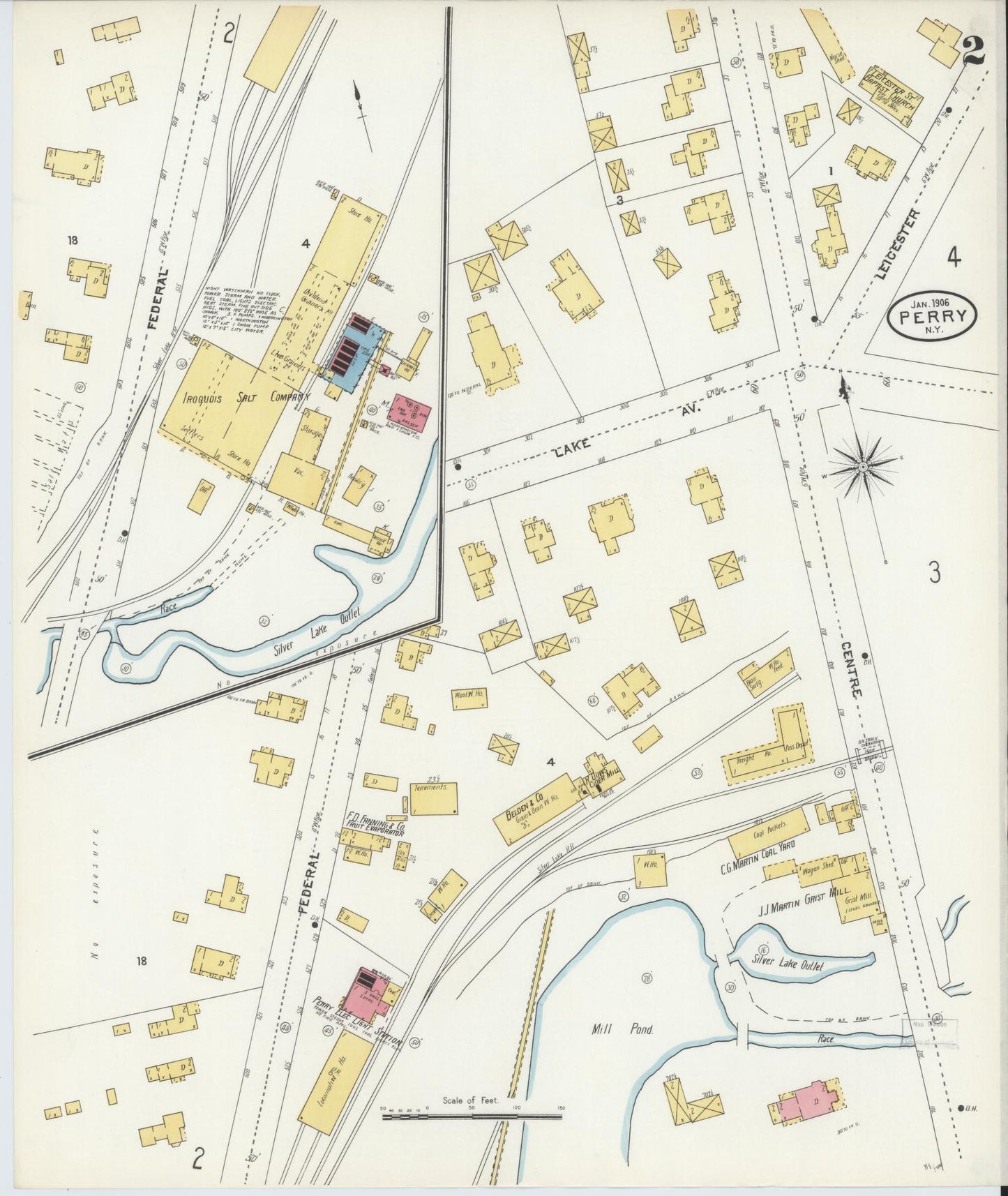 Sanborn Fire Insurance Map from Perry, Wyoming County, New York (1906), Sheet #0002 - Historic Sanborn Fire Insurance Map Print, vintage old map wall art, antique decor, genealogy gift, Perry Wyoming map