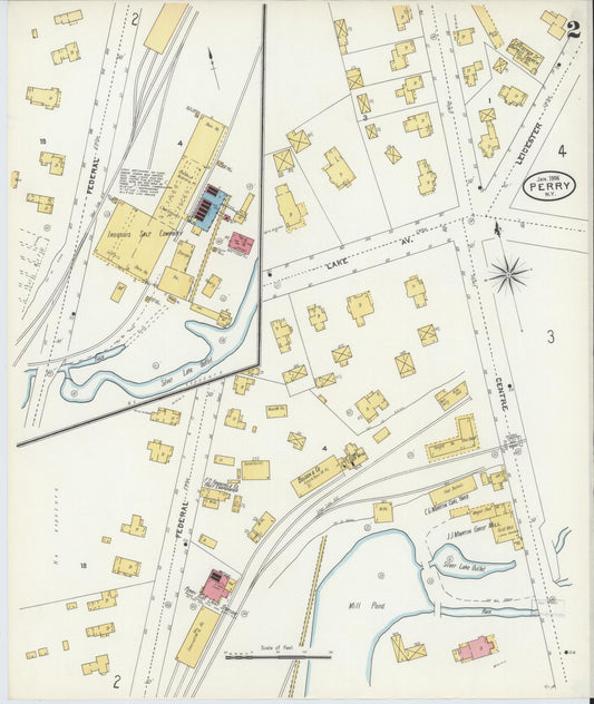 Sanborn Fire Insurance Map from Perry, Wyoming County, New York (1906), Sheet #0002 - Historic Sanborn Fire Insurance Map Print, vintage old map wall art, antique decor, genealogy gift, Perry Wyoming map