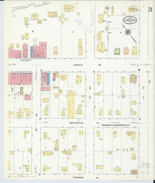 Sanborn Fire Insurance Map from Lakeview, Montcalm County, Michigan (1911), Sheet #0003 - Historic Sanborn Fire Insurance Map Print, vintage old map wall art, antique decor, genealogy gift, Michigan Michigan map
