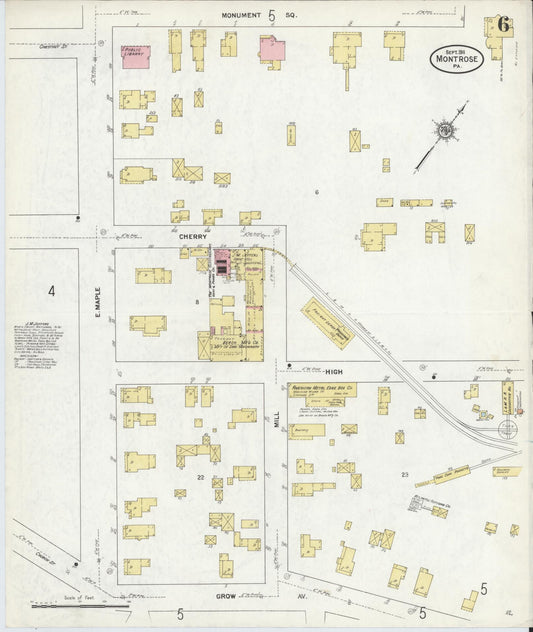 Sanborn Fire Insurance Map from Montrose, Susquehanna County, Pennsylvania (1911), Sheet #0006 - Historic Sanborn Fire Insurance Map Print, vintage old map wall art, antique decor, genealogy gift, Pennsylvania Pennsylvania map