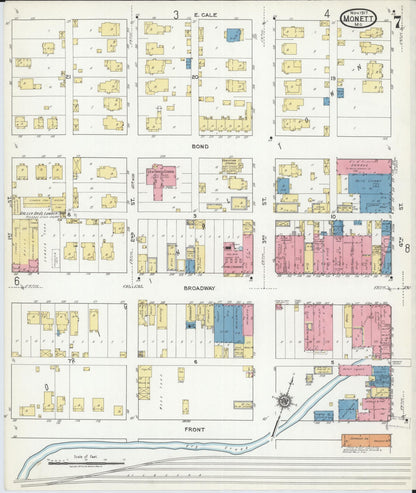 Sanborn Fire Insurance Map from Monett, Barry County, Missouri (1917), Sheet #0007 - Historic Sanborn Fire Insurance Map Print, vintage old map wall art, antique decor, genealogy gift, Missouri Missouri map