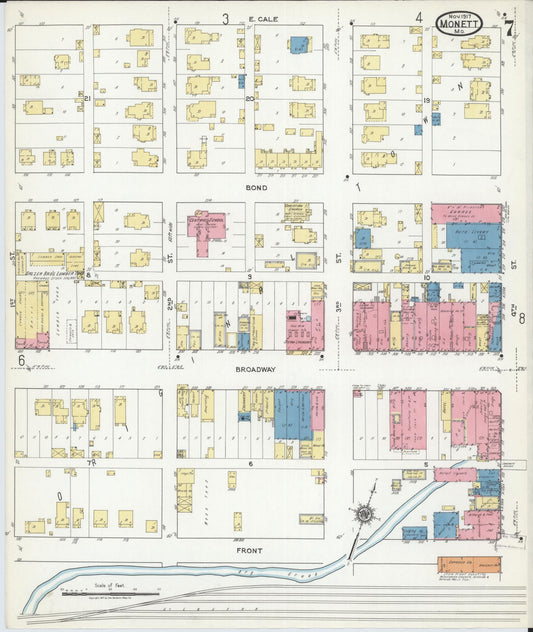 Sanborn Fire Insurance Map from Monett, Barry County, Missouri (1917), Sheet #0007 - Historic Sanborn Fire Insurance Map Print, vintage old map wall art, antique decor, genealogy gift, Missouri Missouri map