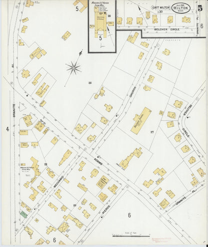 Sanborn Fire Insurance Map from Milton, Norfolk County, Massachusetts (1901), Sheet #0005 - Complete Map Set gallery image, historic Sanborn map, vintage wall art, Massachusetts Massachusetts