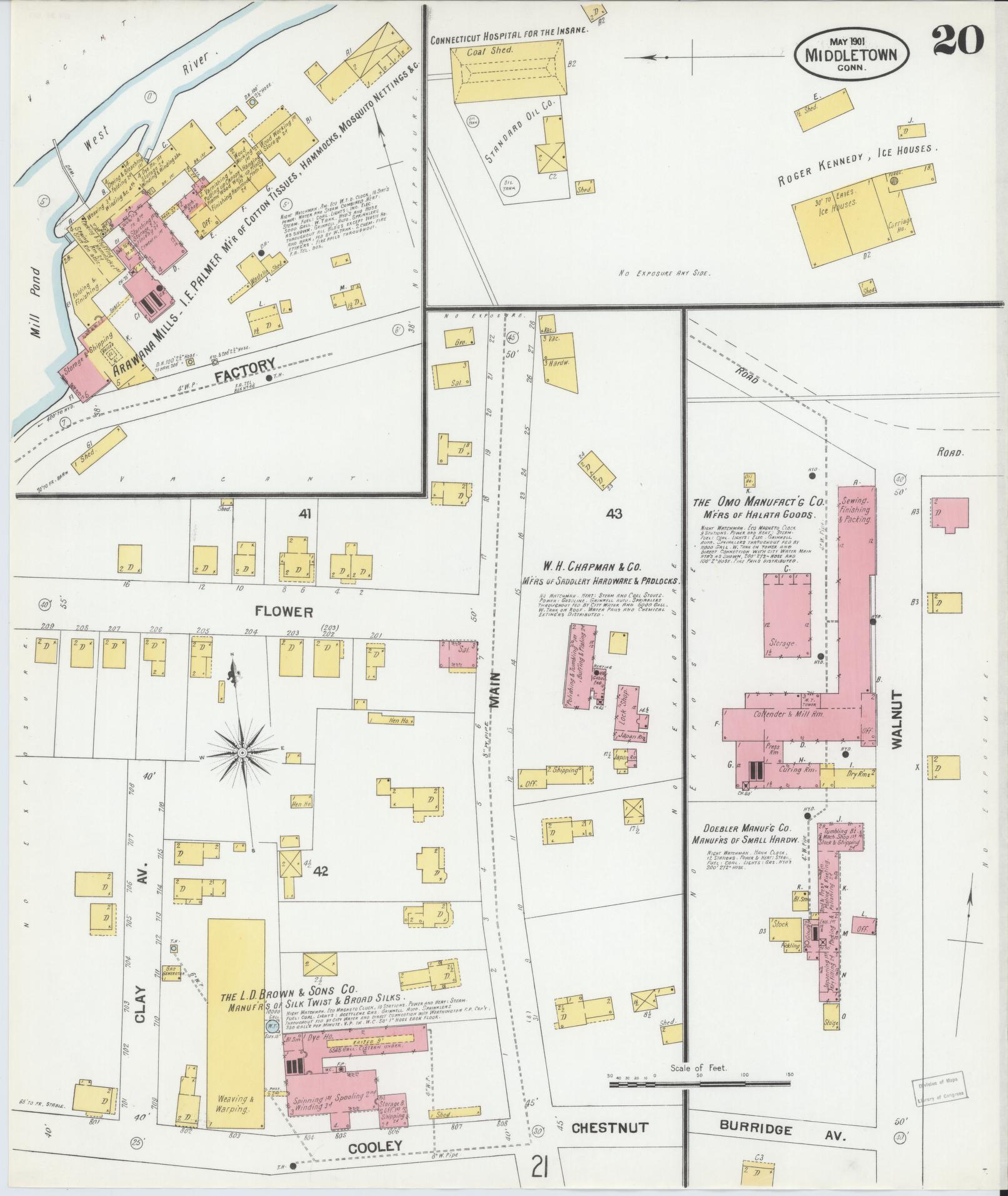 Sanborn Fire Insurance Map from Middletown, Middlesex County, Connecticut (1901), Sheet #0020 - Historic Sanborn Fire Insurance Map Print, vintage old map wall art, antique decor, genealogy gift, Connecticut Connecticut map