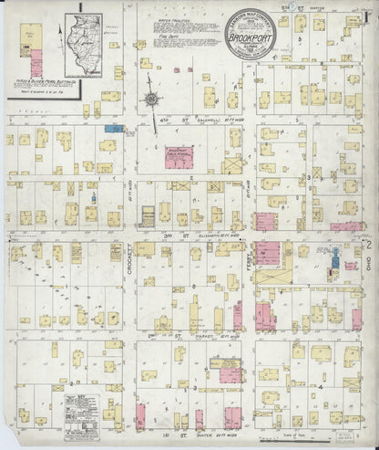 Sanborn Fire Insurance Map from Brookport, Massac County, Illinois (1921), Sheet #0001 - Historic Sanborn Fire Insurance Map Print, vintage old map wall art, antique decor, genealogy gift, Illinois Illinois map