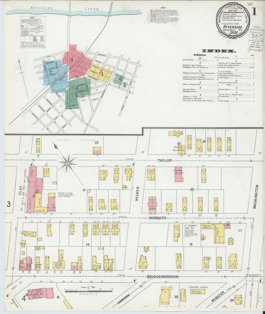 Sanborn Fire Insurance Map from Riverside, Burlington County, New Jersey. (1900) – Historic Sanborn Fire Insurance Map Print