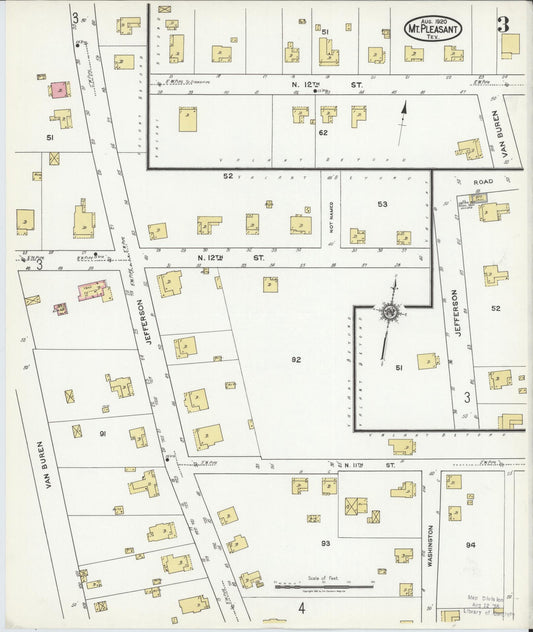 Sanborn Fire Insurance Map from Mount Pleasant, Titus County, Texas (1920), Sheet #0003 - Historic Sanborn Fire Insurance Map Print, vintage old map wall art, antique decor, genealogy gift, Texas Texas map
