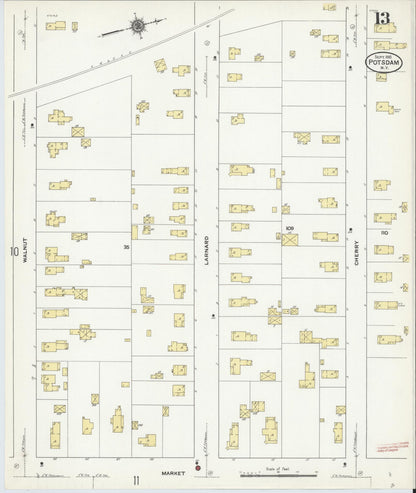 Sanborn Fire Insurance Map from Potsdam, St. Lawrence County, New York (1910), Sheet #0013 - Complete Map Set gallery image, historic Sanborn map, vintage wall art, New York New York
