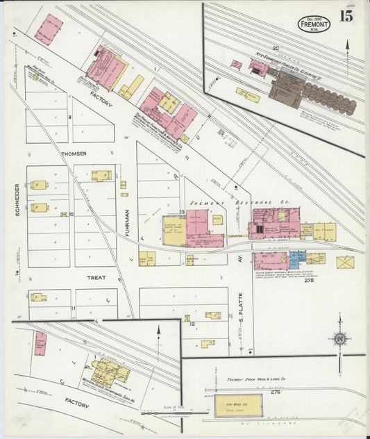 Sanborn Fire Insurance Map from Fremont, Dodge County, Nebraska (1920), Sheet #0015 - Historic Sanborn Fire Insurance Map Print, vintage old map wall art, antique decor, genealogy gift, Nebraska Nebraska map