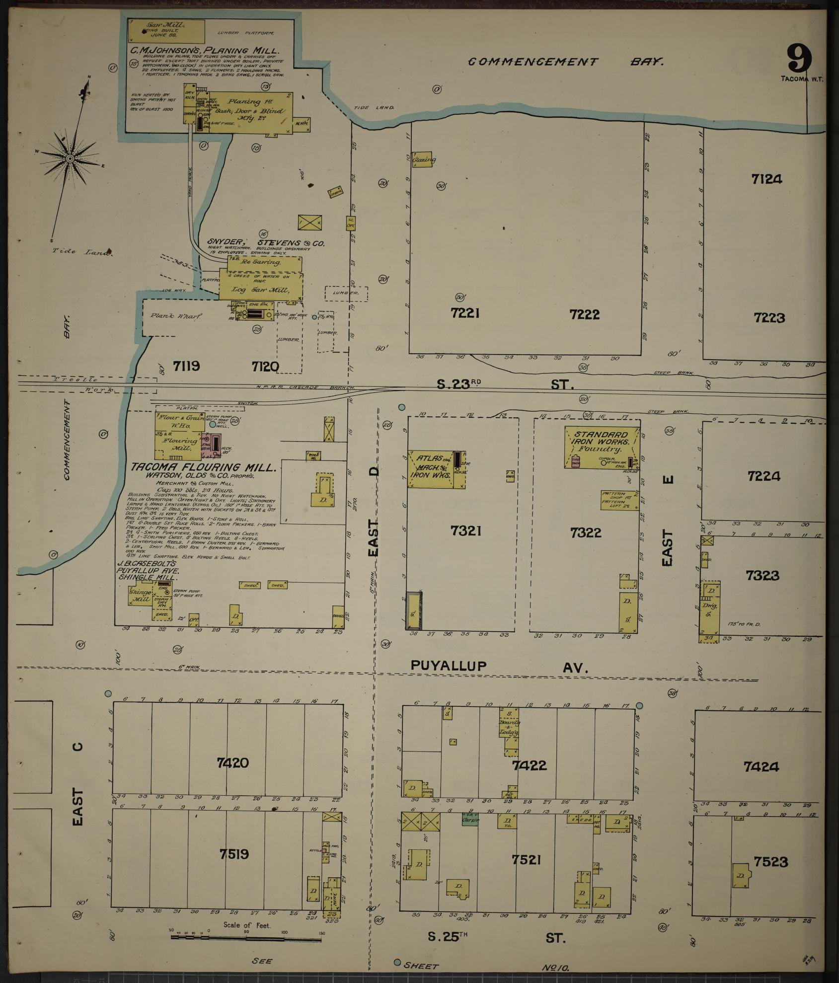 Sanborn Fire Insurance Map from Tacoma, Pierce County, Washington (1888), Sheet #0009 - Complete Map Set gallery image, historic Sanborn map, vintage wall art, Washington Washington