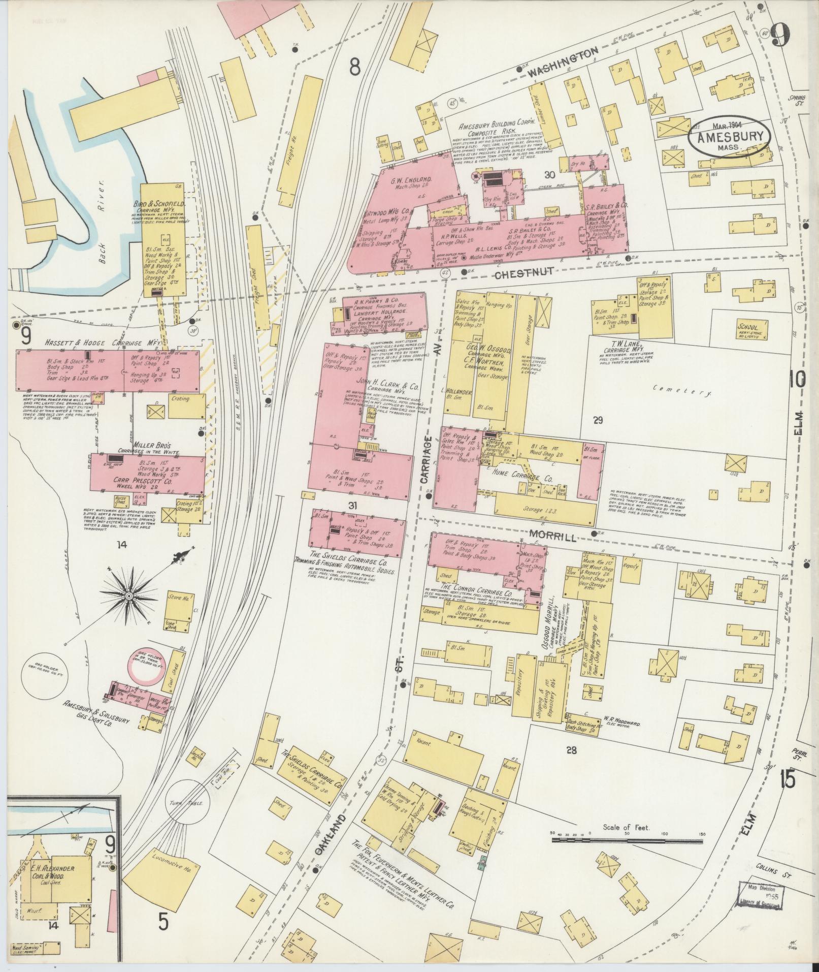 Sanborn Fire Insurance Map from Amesbury, Essex County, Massachusetts (1904), Sheet #0009 - Complete Map Set gallery image, historic Sanborn map, vintage wall art, Massachusetts Massachusetts
