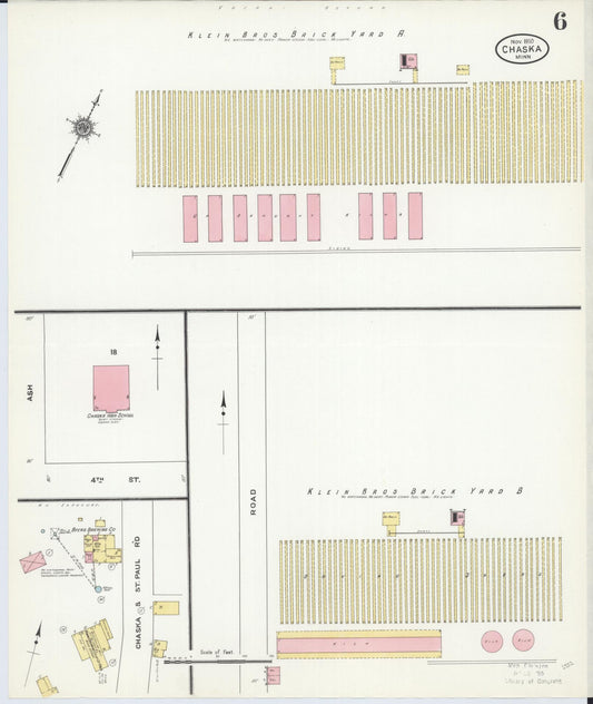 Sanborn Fire Insurance Map from Chaska, Carver County, Minnesota (1910), Sheet #0006 - Historic Sanborn Fire Insurance Map Print, vintage old map wall art, antique decor, genealogy gift, Minnesota Minnesota map
