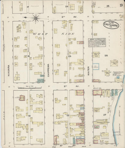 Sanborn Fire Insurance Map from Eau Claire, Eau Claire County, Wisconsin (1883), Sheet #0009 - Complete Map Set gallery image, historic Sanborn map, vintage wall art, Wisconsin Wisconsin