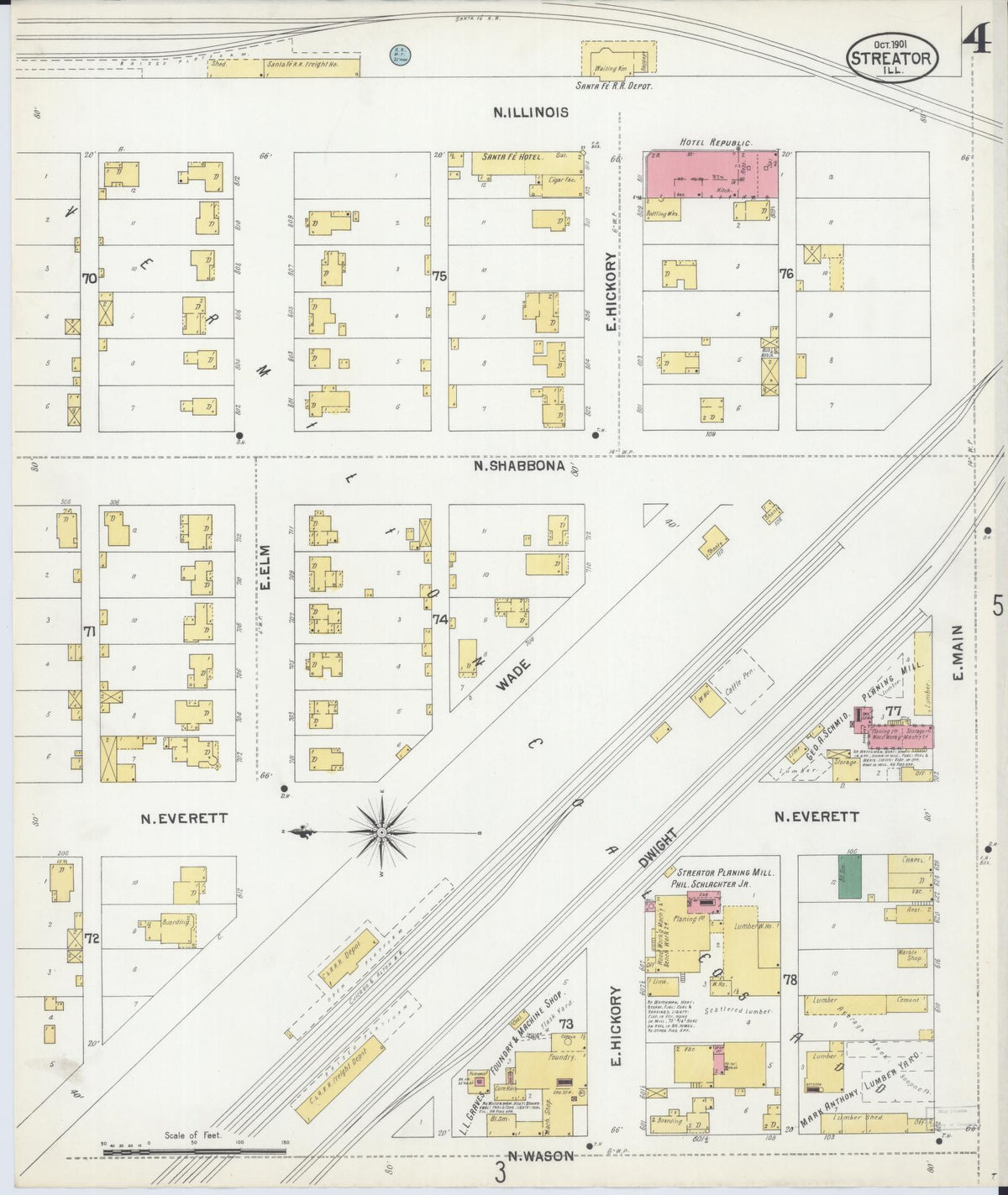 Sanborn Fire Insurance Map from Streator, La Salle County, Illinois (1901), Sheet #0004 - Complete Map Set gallery image, historic Sanborn map, vintage wall art, Illinois Illinois
