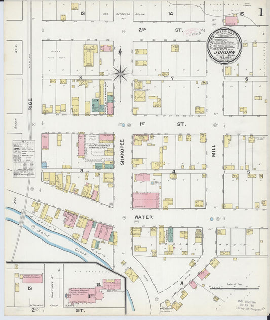 Sanborn Fire Insurance Map from Jordan, Scott County, Minnesota (1892), Sheet #0001 - Complete Map Set gallery image, historic Sanborn map, vintage wall art, Minnesota Minnesota
